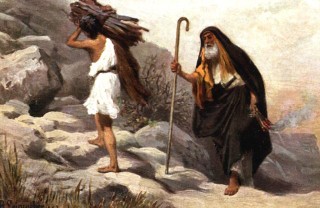 Abraham idzie z Izaakiem na gore Moria